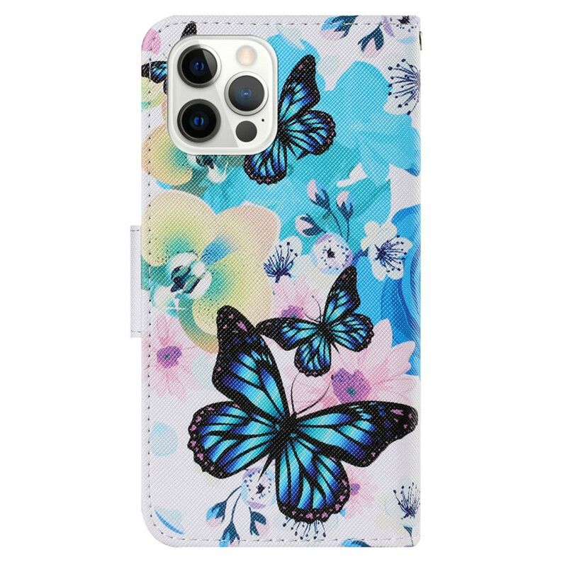 Etui Folio Iphone 13 Pro Motyle I Letnie Kwiaty