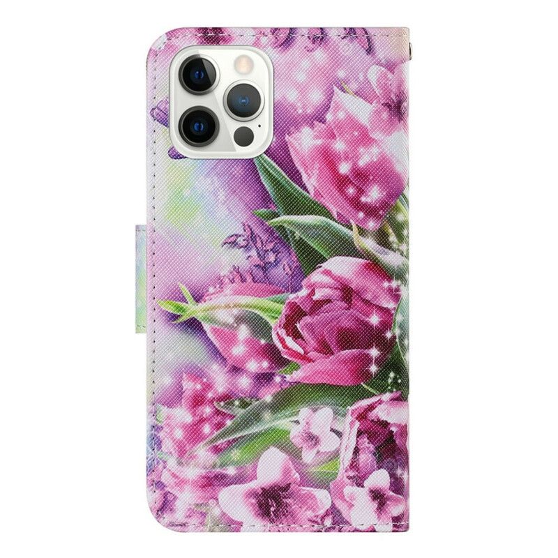 Etui Folio Iphone 13 Pro Motyle I Tulipany