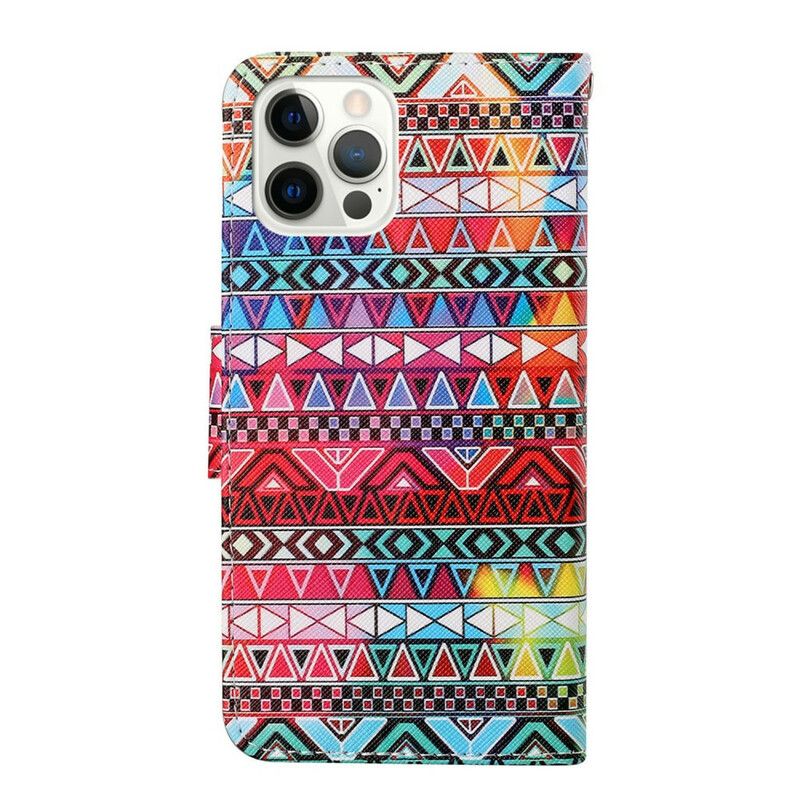 Etui Folio Iphone 13 Pro Patchwork Z Paskiem Etui Ochronne