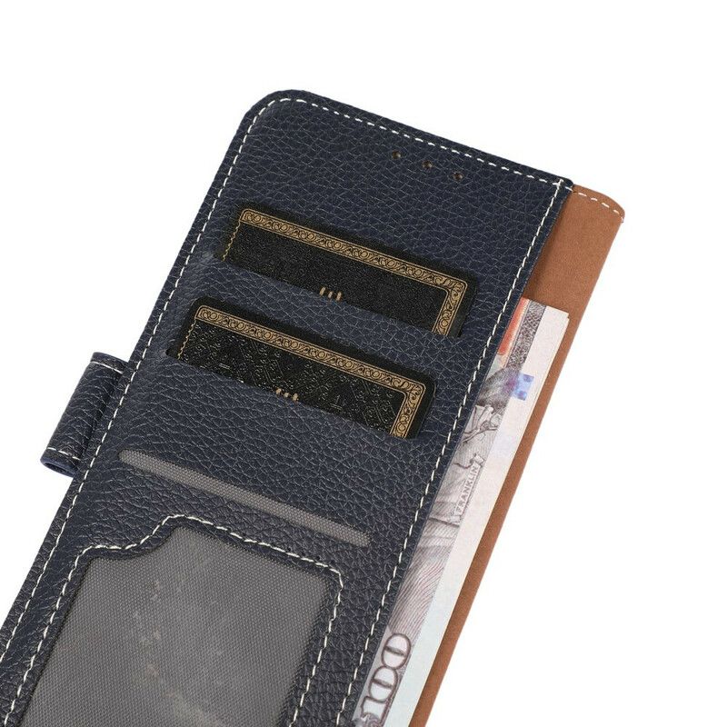 Etui Folio Iphone 13 Pro Szwy Z Efektem Skóry Litchi