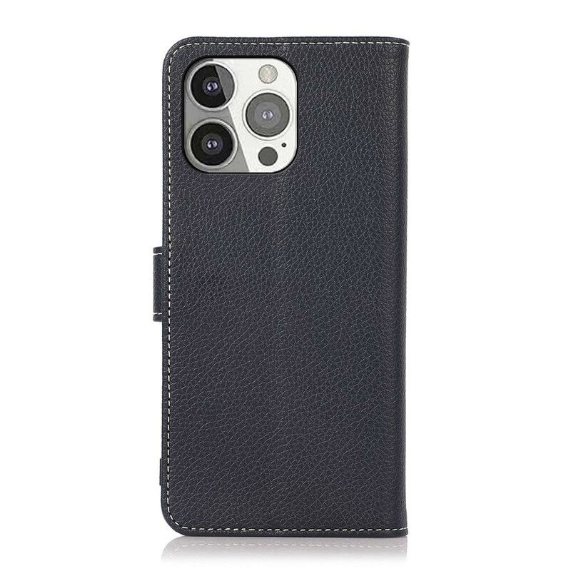 Etui Folio Iphone 13 Pro Szwy Z Efektem Skóry Litchi