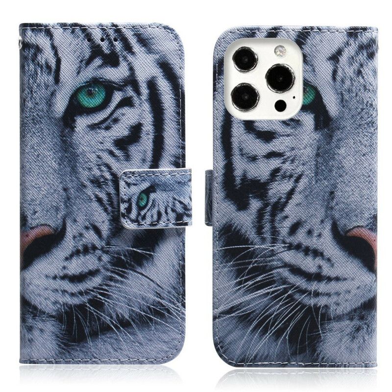 Etui Folio Iphone 13 Pro Twarz Tygrysa Etui Ochronne