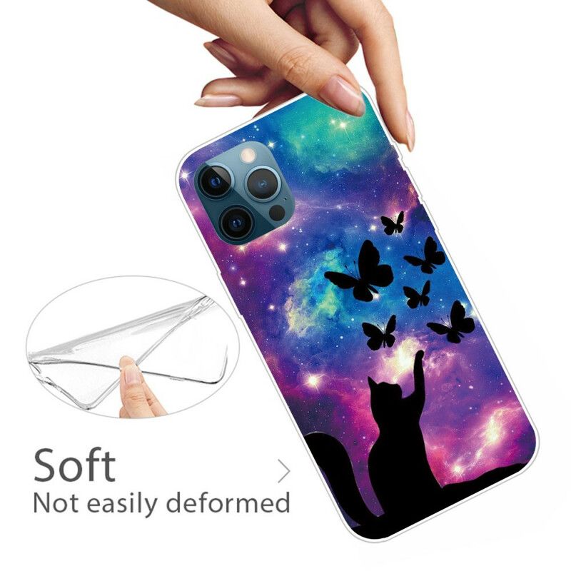 Etui Iphone 13 Pro Kot I Motyle W Kosmosie