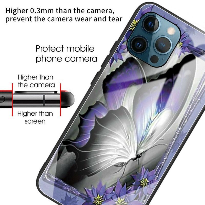 Futerały Iphone 13 Pro Etui Na Telefon Fioletowy Motyl Szkło Hartowane