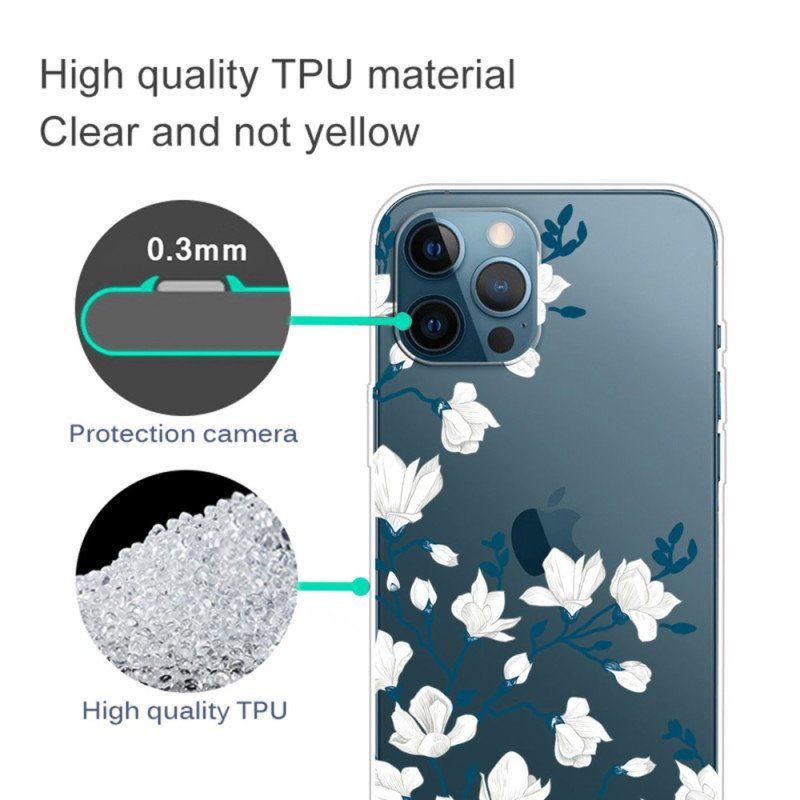 Etui do iPhone 14 Pro Bezszwowi Biali Kwiaty