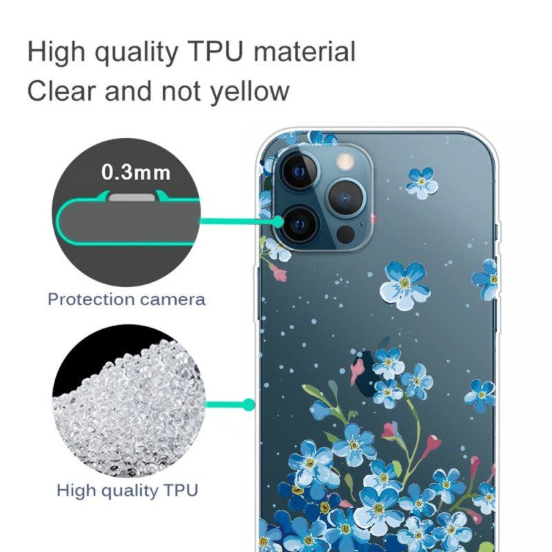 Etui do iPhone 14 Pro Bezszwowi Błękitni Kwiaty