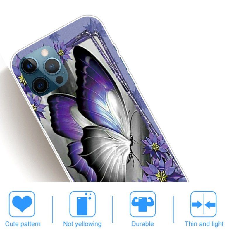 Etui do iPhone 14 Pro Fioletowy Motyl