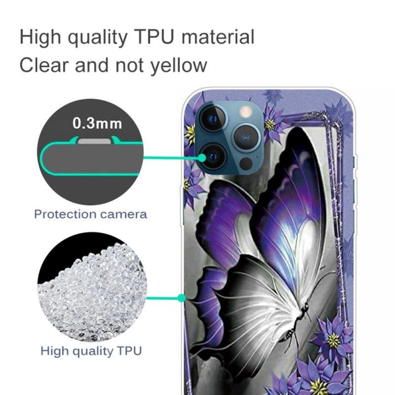 Etui do iPhone 14 Pro Fioletowy Motyl