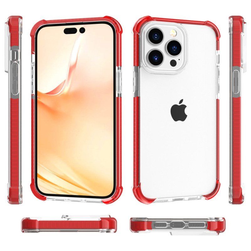 Etui do iPhone 14 Pro Max Przezroczyste Kolorowe Krawędzie