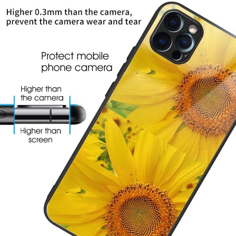 Etui do iPhone 14 Pro Max Słoneczniki Ze Szkła Hartowanego