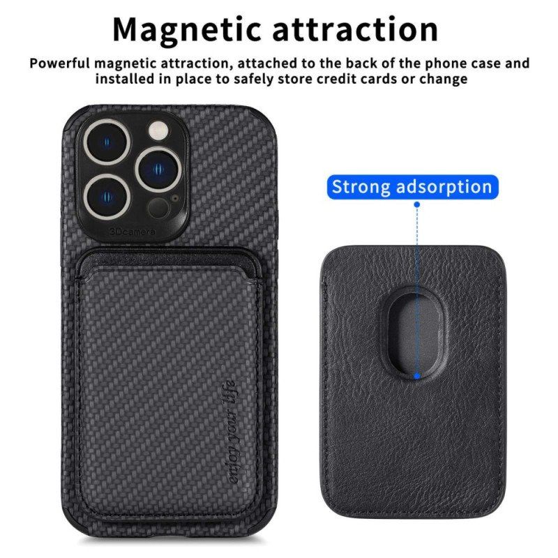 Etui do iPhone 14 Pro Portfel Portfel Z Włókna Węglowego I Magnesu