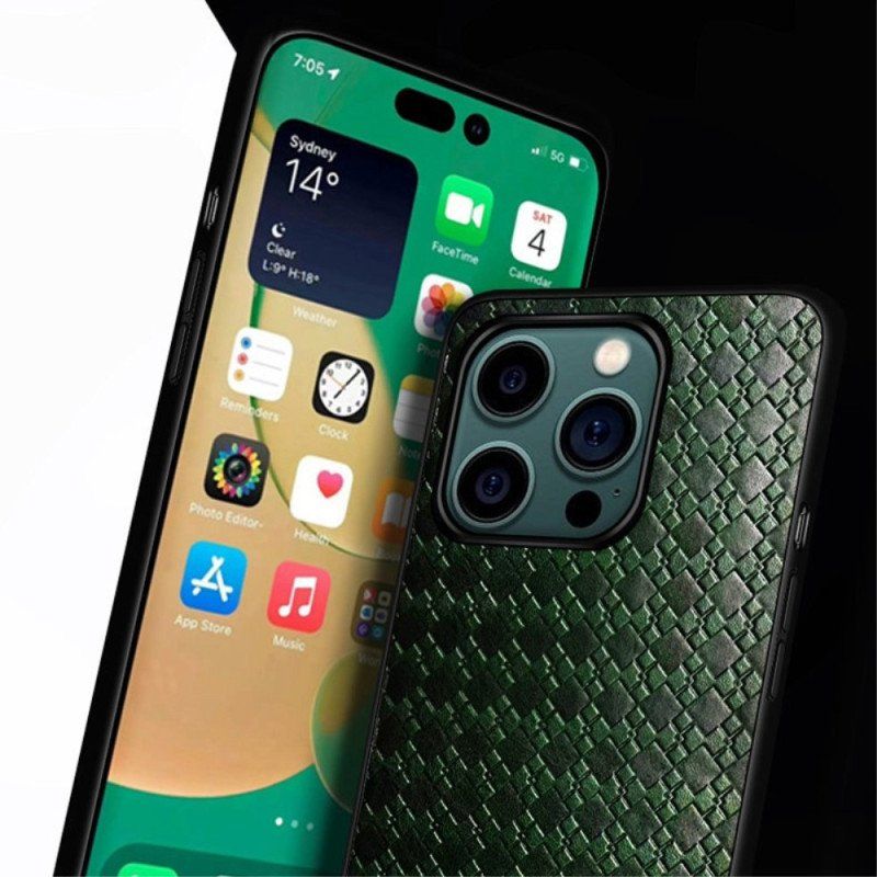 Etui do iPhone 14 Pro Tkana Sztuczna Skóra