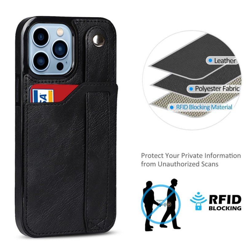 Etui do iPhone 14 Pro Uchwyt Na Kartę Rfid Z Paskiem