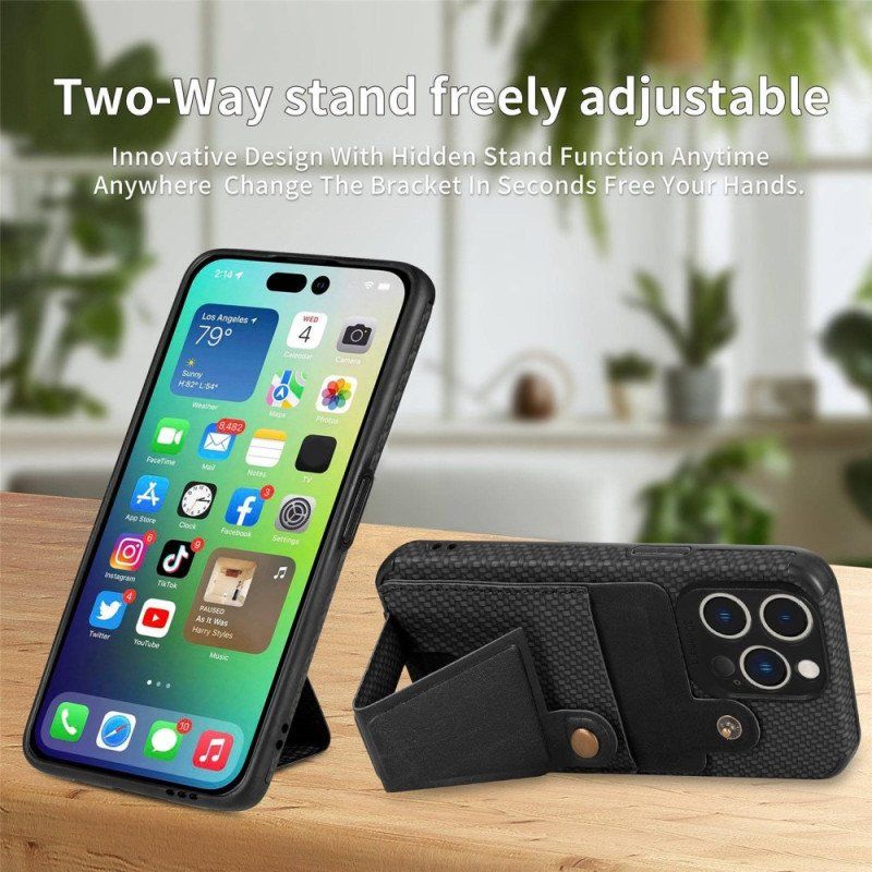 Etui do iPhone 14 Pro Uchwyt Na Karty Z Włókna Węglowego