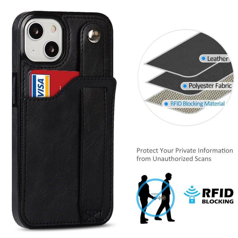 Etui do iPhone 14 Uchwyt Na Kartę Rfid Z Paskiem