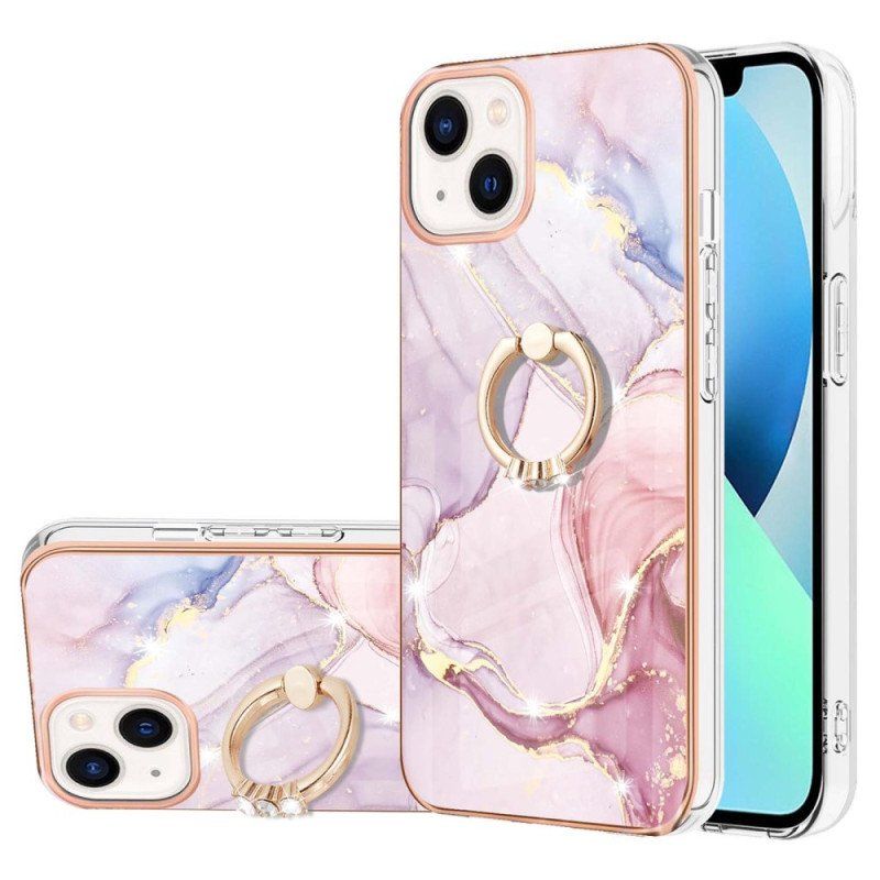 Etui do iPhone 15 Plus Styl Marmurowy Z Pierścieniem Podporowym