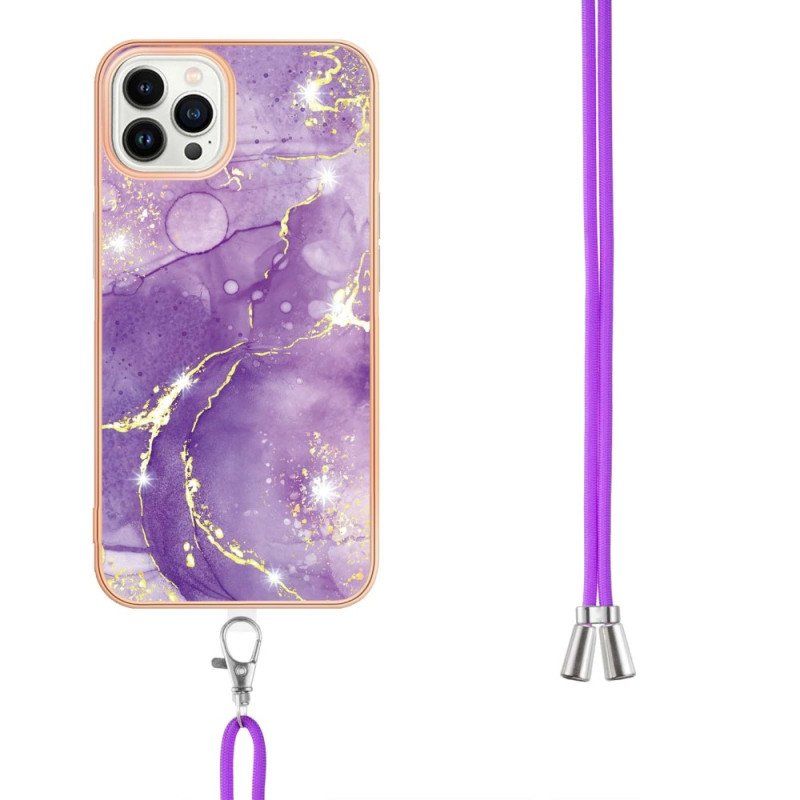 Etui do iPhone 15 Pro Max ze Sznurkiem Sznur Marmurkowy