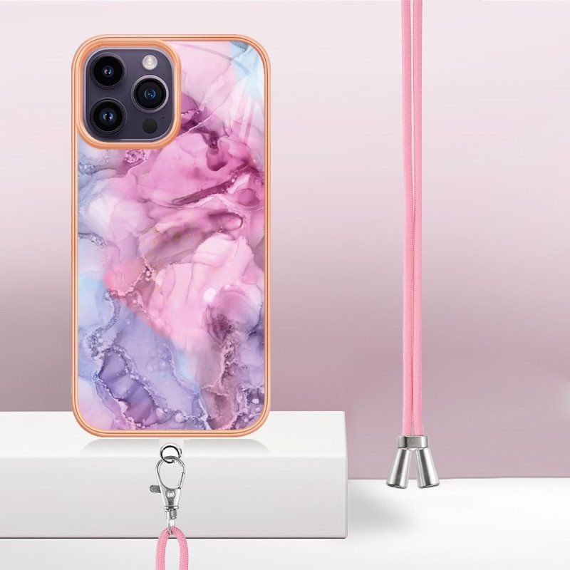 Etui do iPhone 15 Pro Max ze Sznurkiem Sznur Marmurkowy