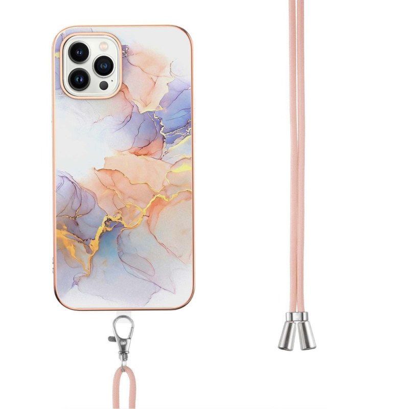 Etui do iPhone 15 Pro Max ze Sznurkiem Z Sznurem Marmurowym