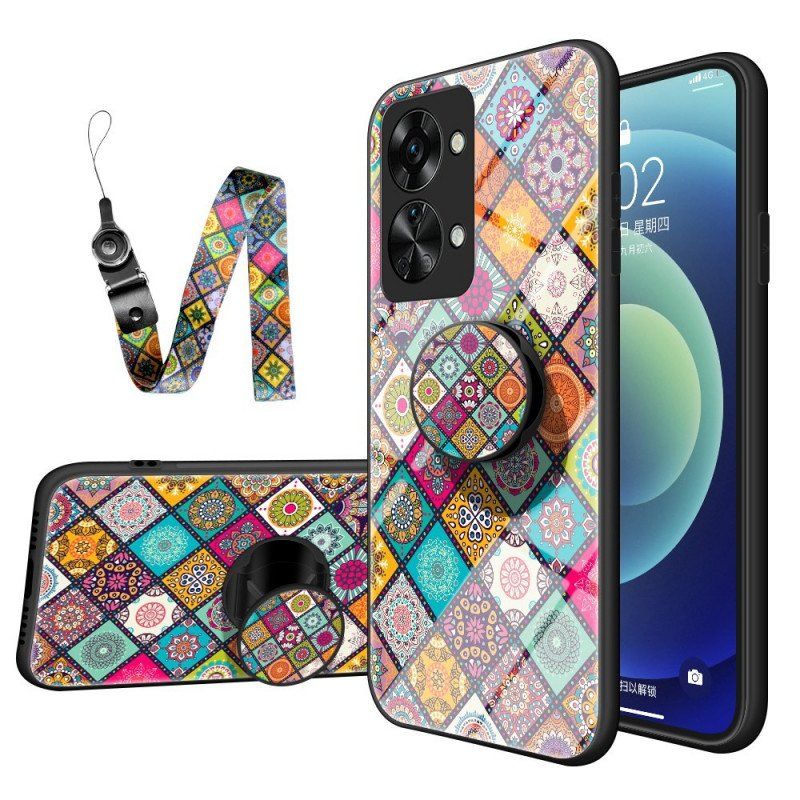 Etui do OnePlus Nord 2T 5G Patchworkowy Uchwyt Magnetyczny