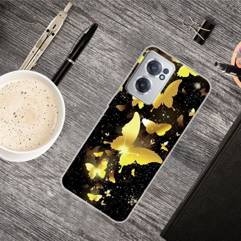 Etui do OnePlus Nord CE 2 5G Złoty Motyl