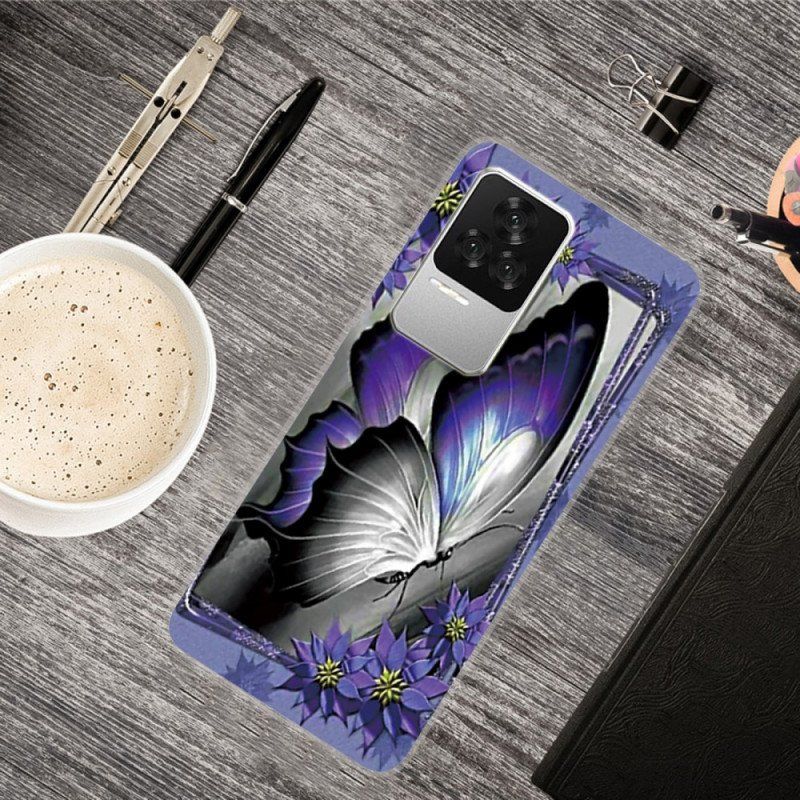 Etui do Poco F4 Fioletowy Motyl