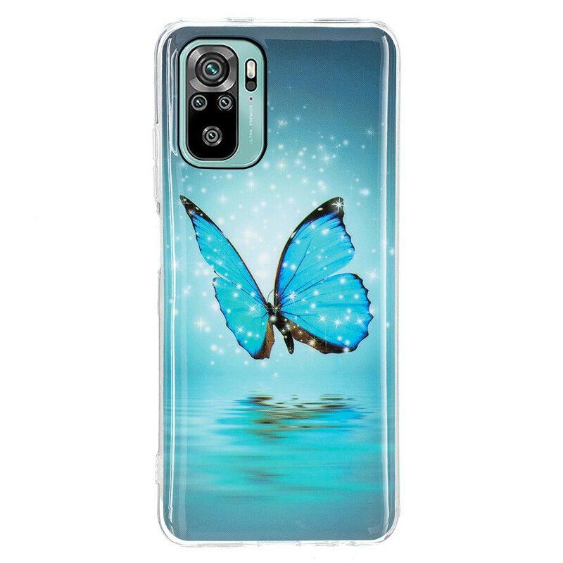 Etui do Poco M5s Fluorescencyjny Niebieski Motyl