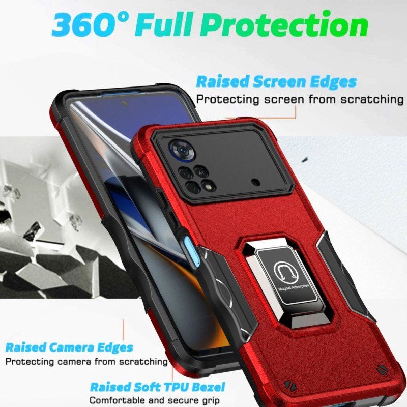 Etui do Poco X4 Pro 5G Wsparcie Pierścienia Z Efektem Metalu