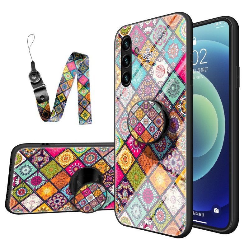 Etui do Samsung Galaxy A13 5G / A04s Patchworkowy Uchwyt Magnetyczny