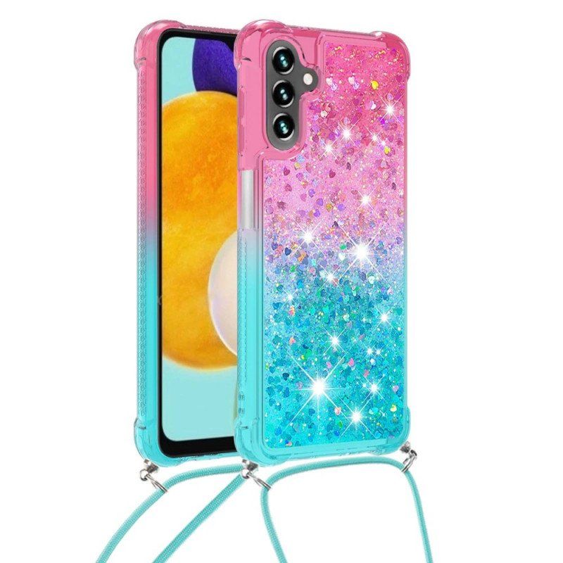 Etui do Samsung Galaxy A13 5G / A04s Silikonowe Cekiny I Sznurek