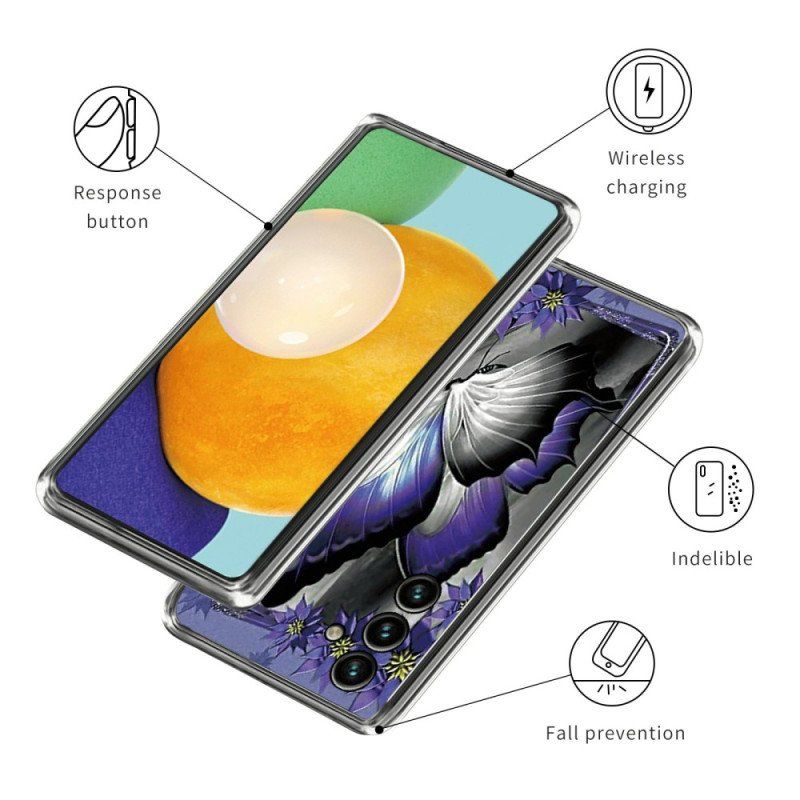 Etui do Samsung Galaxy A14 / A14 5G Fioletowy Motyl