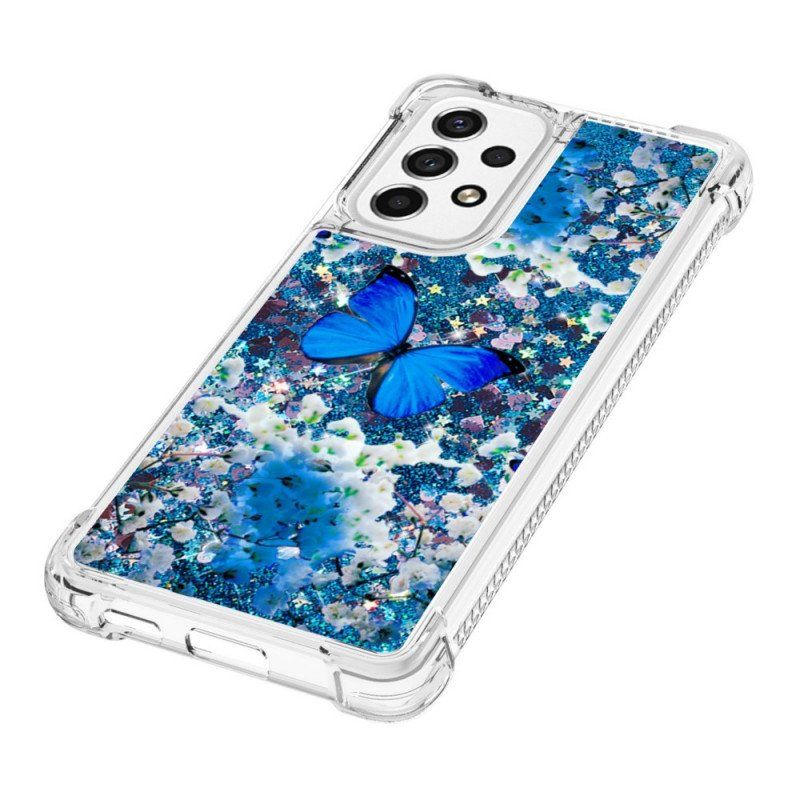 Etui do Samsung Galaxy A53 5G Błyszczące Niebieskie Motyle