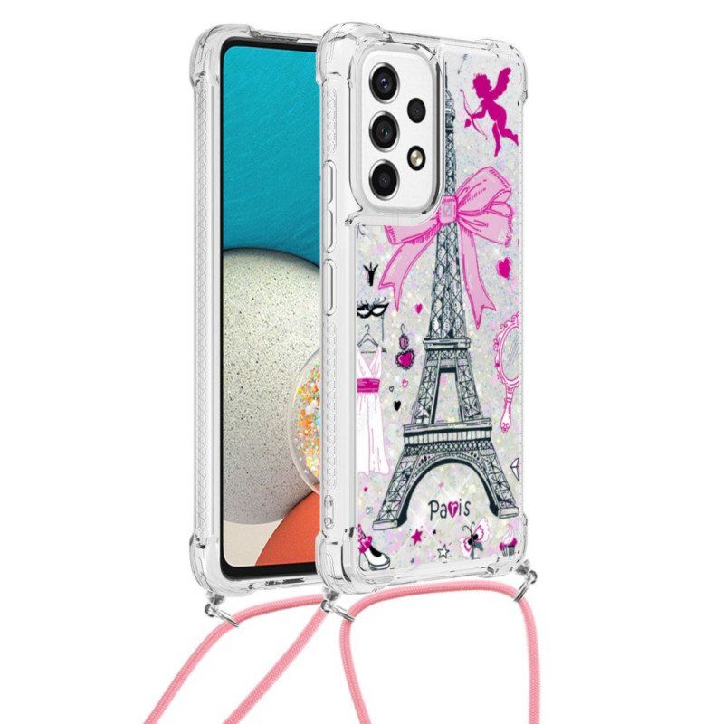 Etui do Samsung Galaxy A53 5G ze Sznurkiem Na Cordon Eiffel Tower