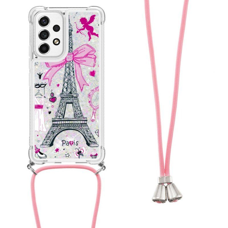 Etui do Samsung Galaxy A53 5G ze Sznurkiem Na Cordon Eiffel Tower