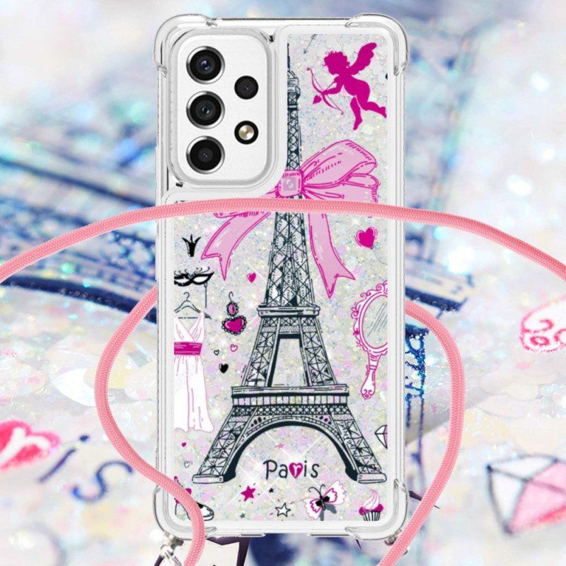 Etui do Samsung Galaxy A53 5G ze Sznurkiem Na Cordon Eiffel Tower