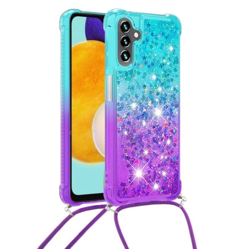 Etui do Samsung Galaxy A54 5G ze Sznurkiem Brokatowy Przewód Silikonowy