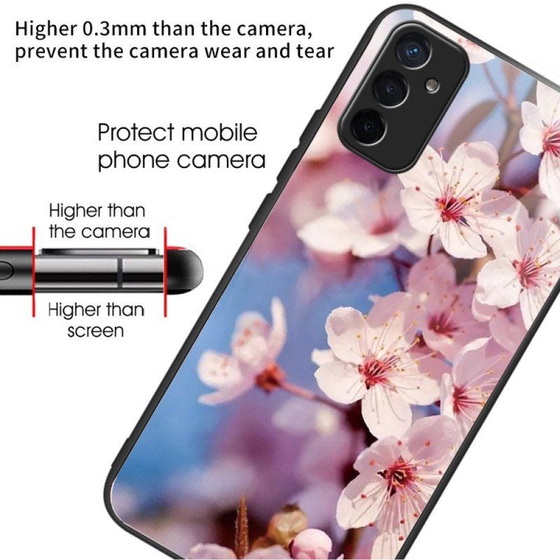 Etui do Samsung Galaxy M13 Kwiaty Ze Szkła Hartowanego