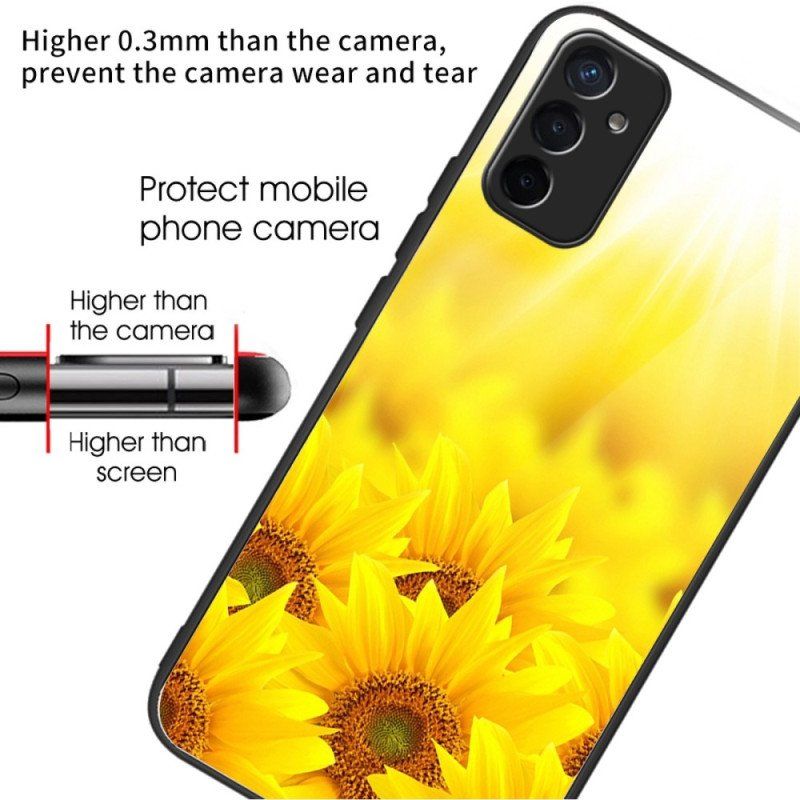 Etui do Samsung Galaxy M13 Słoneczniki Ze Szkła Hartowanego