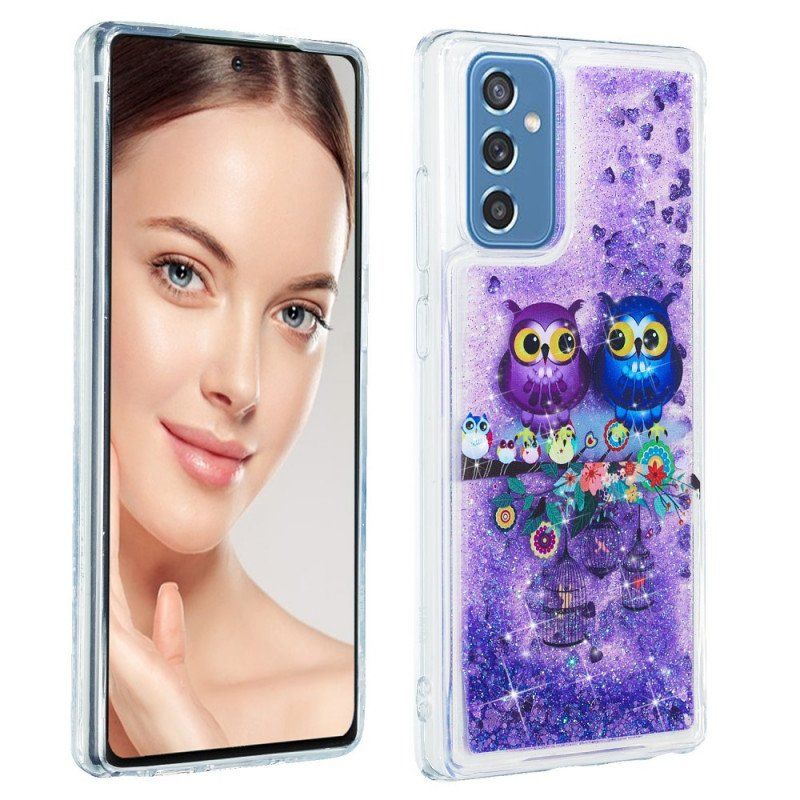 Etui do Samsung Galaxy M52 5G Para Fioletowych Sów