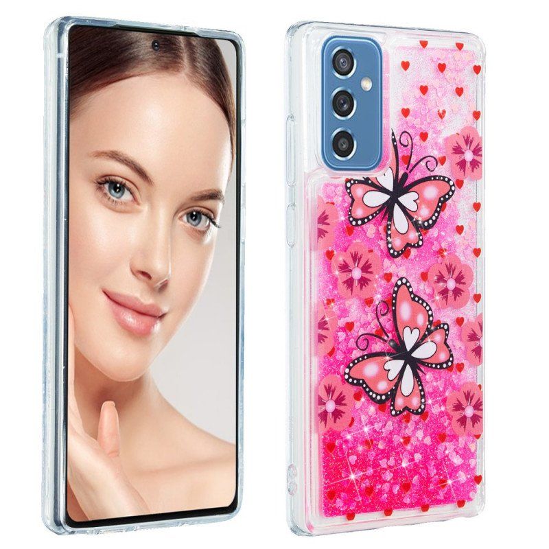 Etui do Samsung Galaxy M52 5G Różowe Motyle