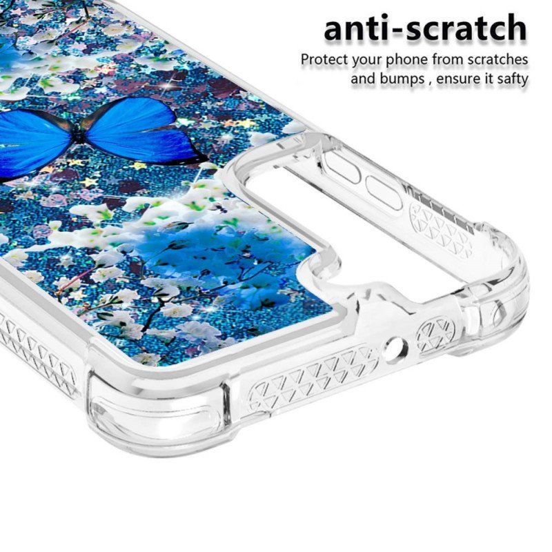 Etui do Samsung Galaxy S22 5G Błyszczące Niebieskie Motyle