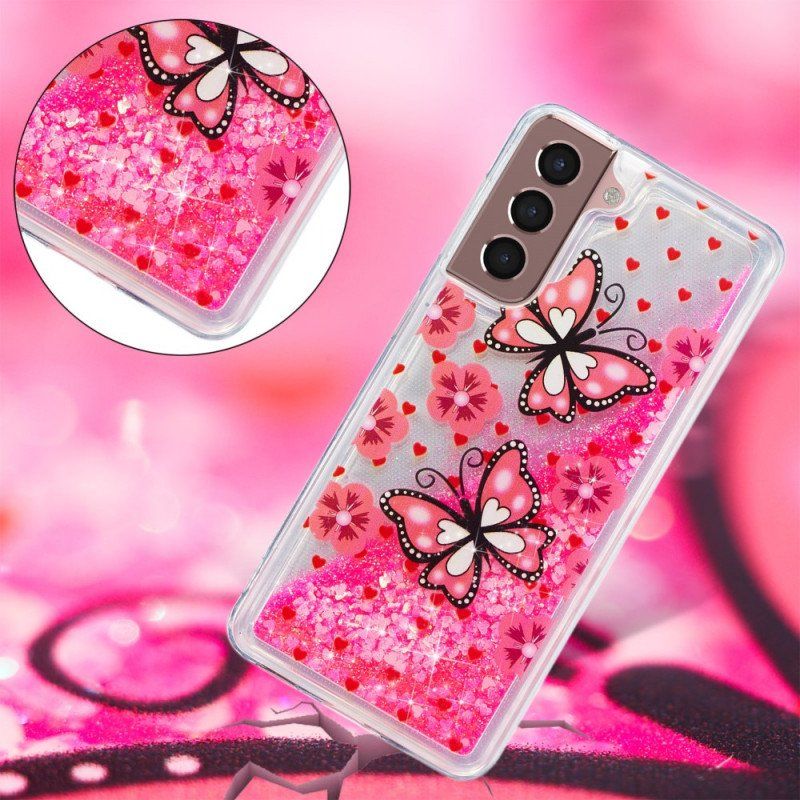 Etui do Samsung Galaxy S22 5G Cekiny Motyle