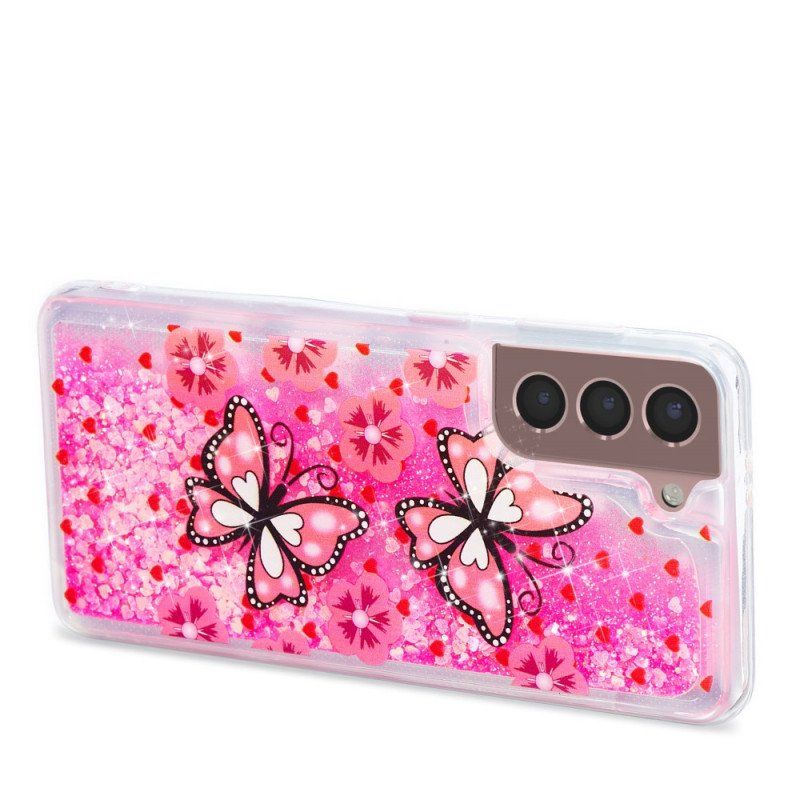 Etui do Samsung Galaxy S22 5G Cekiny Motyle