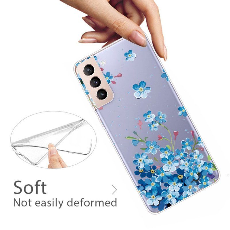 Etui do Samsung Galaxy S22 5G Niebieskie Kwiaty