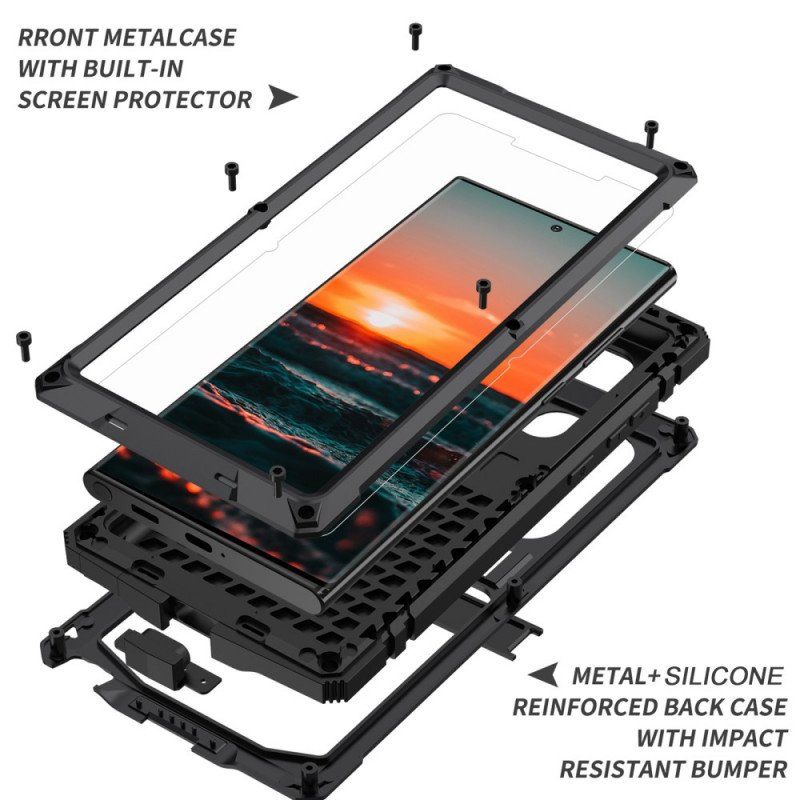 Etui do Samsung Galaxy S22 Ultra 5G Etui Ochronne Całkowita Ochrona Ze Szkłem Hartowanym