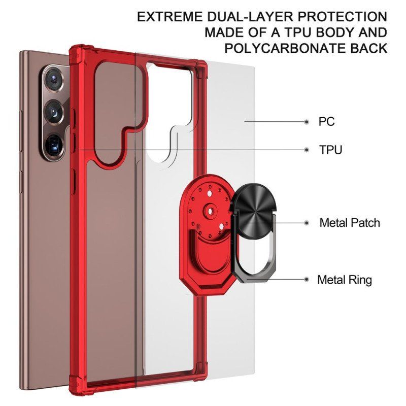 Etui do Samsung Galaxy S22 Ultra 5G Przezroczysty Z Pierścieniem Podtrzymującym