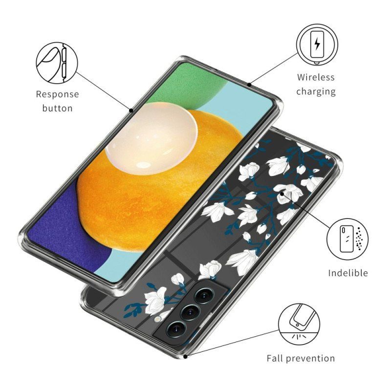 Etui do Samsung Galaxy S23 5G Bezszwowi Biali Kwiaty