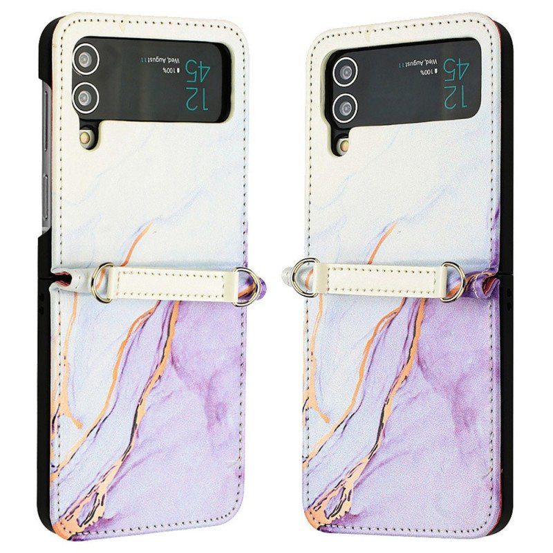 Etui do Samsung Galaxy Z Flip 4 Etui Folio Efekt Marmurowej Skóry