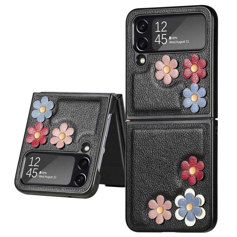 Etui do Samsung Galaxy Z Flip 4 Etui Folio Kwiaty Ze Sztucznej Skóry