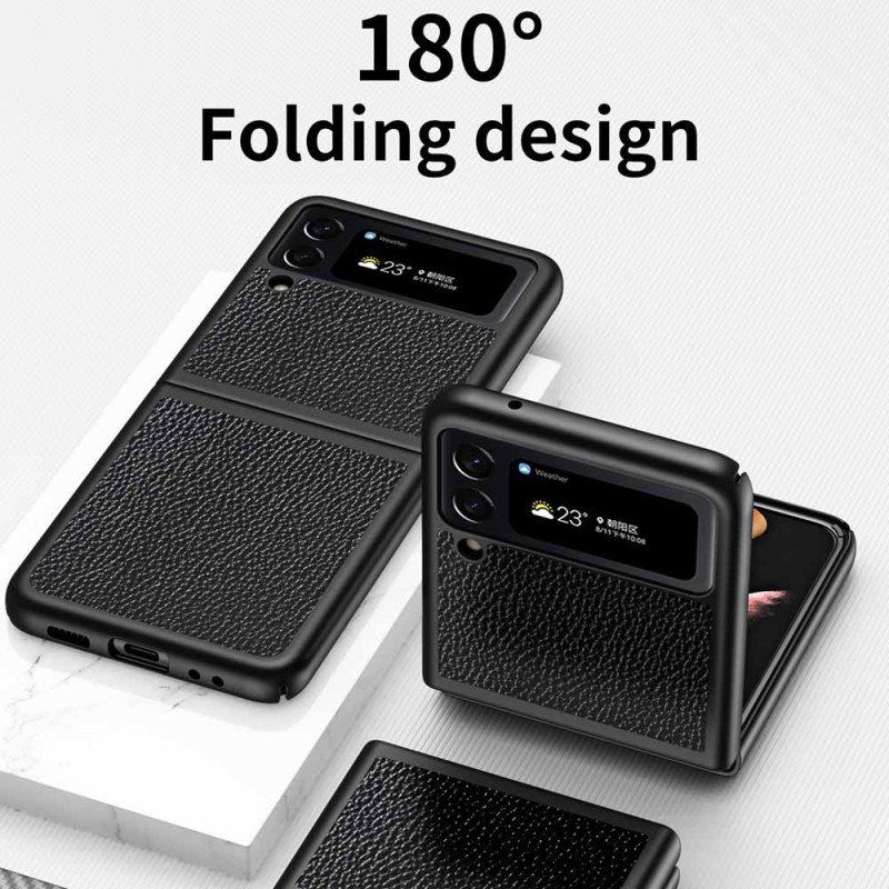 Etui do Samsung Galaxy Z Flip 4 Etui Folio Oryginalna Skóra W Kolorze Liczi